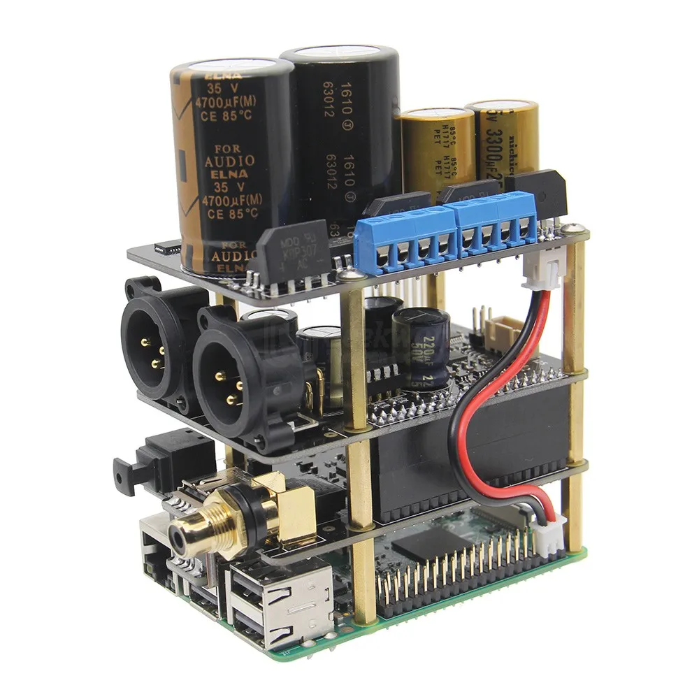 Raspberry Pi X20-XLR Hifi аудио комплект(X20-XLR ES9028Q2M плата+ X10-I2S плата+ X10-PWR блок питания