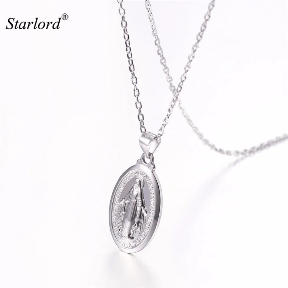 

Starlord Virgin Mary Necklace For Women Sterling Silver Christian Jewelry Silver Mother Mary Pendant Necklace P6416