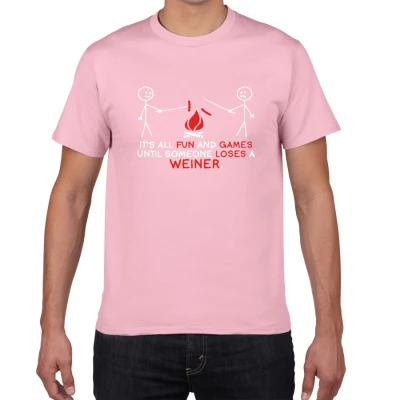 F04MT pink Забавная футболка с надписью «Все развлечения и игры, пока кто-то не потеряет вейнера», крутая Мужская футболка для походов на открытом воздухе, homme, хлопковые свободные мужские топы - Цвет: F04MT pink