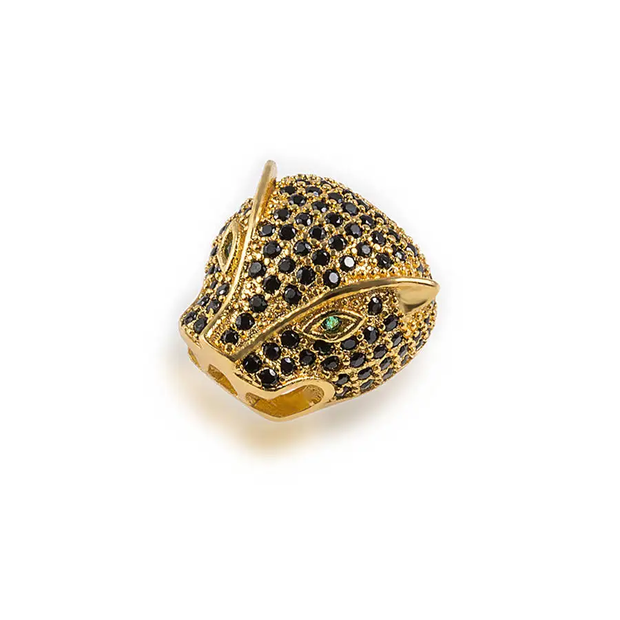 Оптовая Продажа Черный CZ Циркон Бусины в форме головы леопарда для мужчин