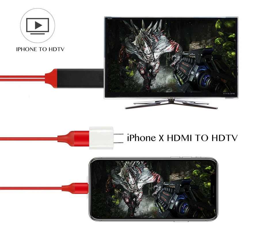 Кабель L7 1080P Full-HD HDMI для Iphone 7 8 6 plus HD tv micro Video конвертер Код для смартфон с USB tv Stick