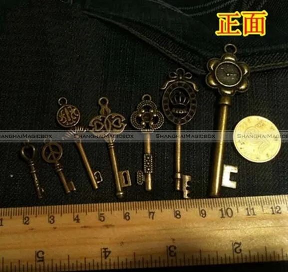 12 шт. антикварные старый взгляд отмычка много кулон сердце лук заблокировать