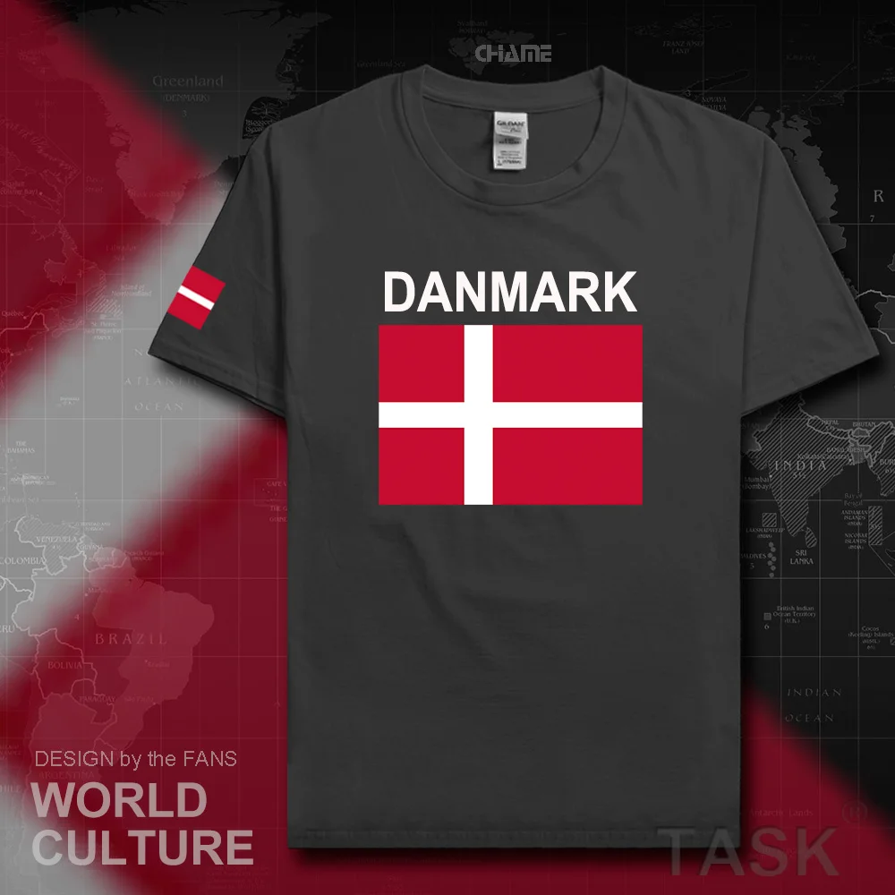 Датская Мужская футболка 2017 трикотажная с национальной символикой 100% хлопковая
