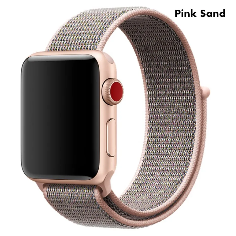 pink sand Классический лямка из нейлоновой ткани для наручных часов Apple Watch Series 4/3/2/1 влагостойкий ремешок для часов 40-44 мм ремень для наручных часов iWatch 38 42 мм Длина браслета - Цвет ремешка: pink sand