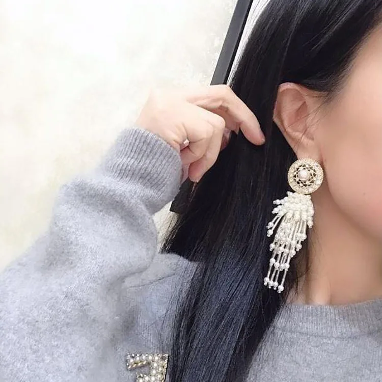MENGJIQIAO корейские новые винтажные серьги-подвески с искусственным жемчугом для женщин элегантные блестящие циркониевые круглые серьги вечерние ювелирные изделия