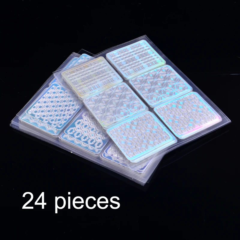 

24 Sheet DIY Nail Vinyls 24 different syles Hollow Irregular Stencils Stamp Nail Art tool DIY Manicure Sticker Laser Silver
