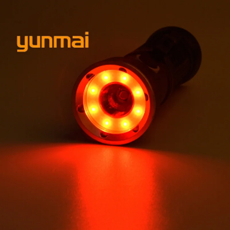Мощный уличный фонарик yunmai с COB матрицей белый и красный свет выдвижной Магнитный