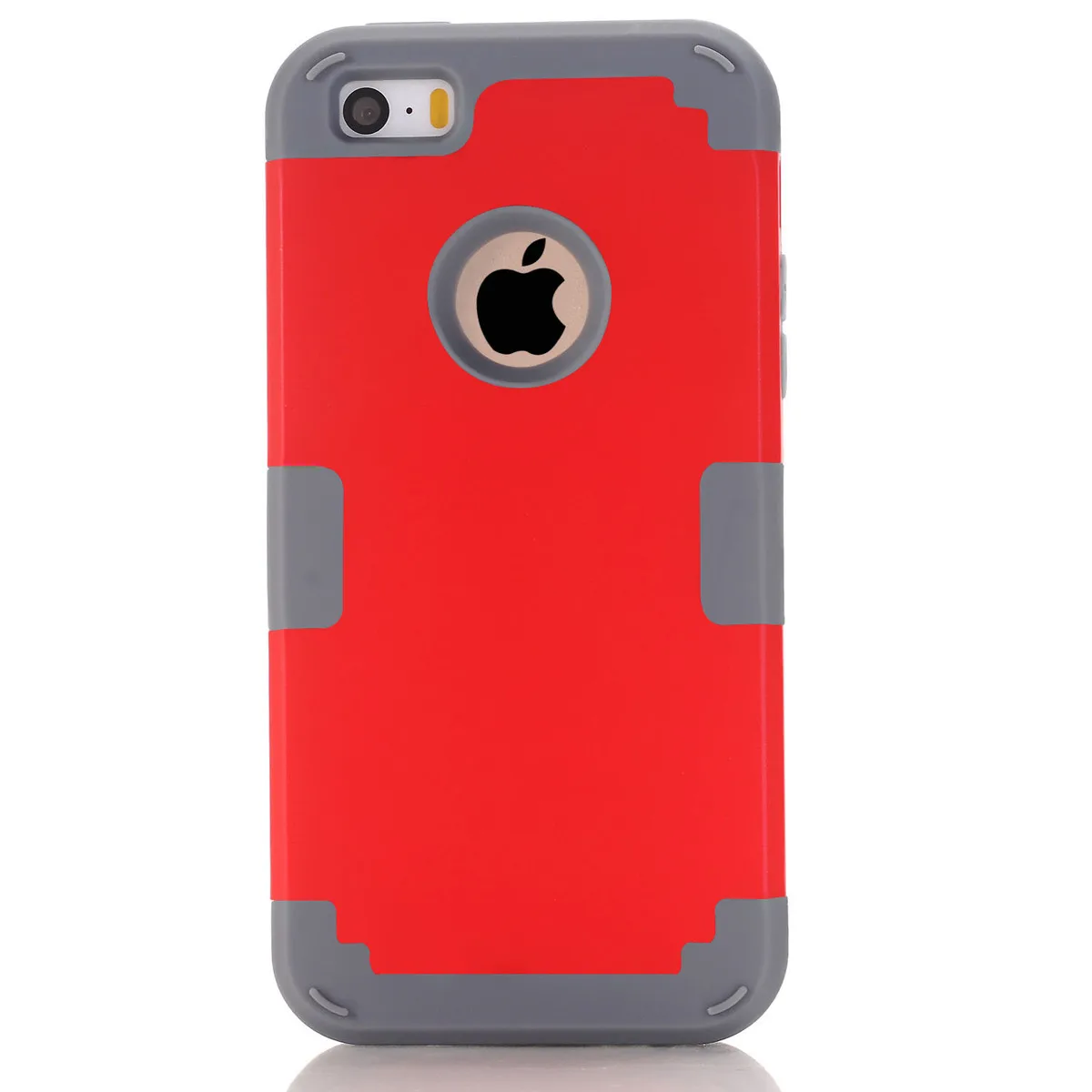 Red and Grey Чехол для iPhone 5S, противоударный защитный чехол, гибридный жесткий резиновый защитный чехол для телефона s для iPhone, прошитая/экранная пленка - Цвет: Red and Grey