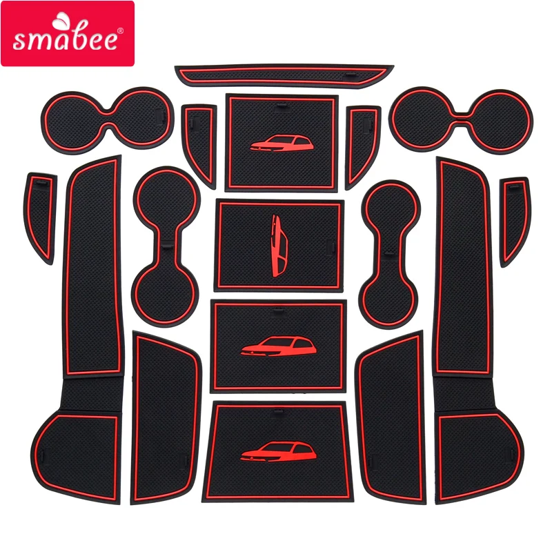 

smabee Car Gate Slot Mats For Mitsubishi Outlander 2013 - 2019 3rd Gen Interior Accessories Door Groove Mat Non-Slip Rubber Pad