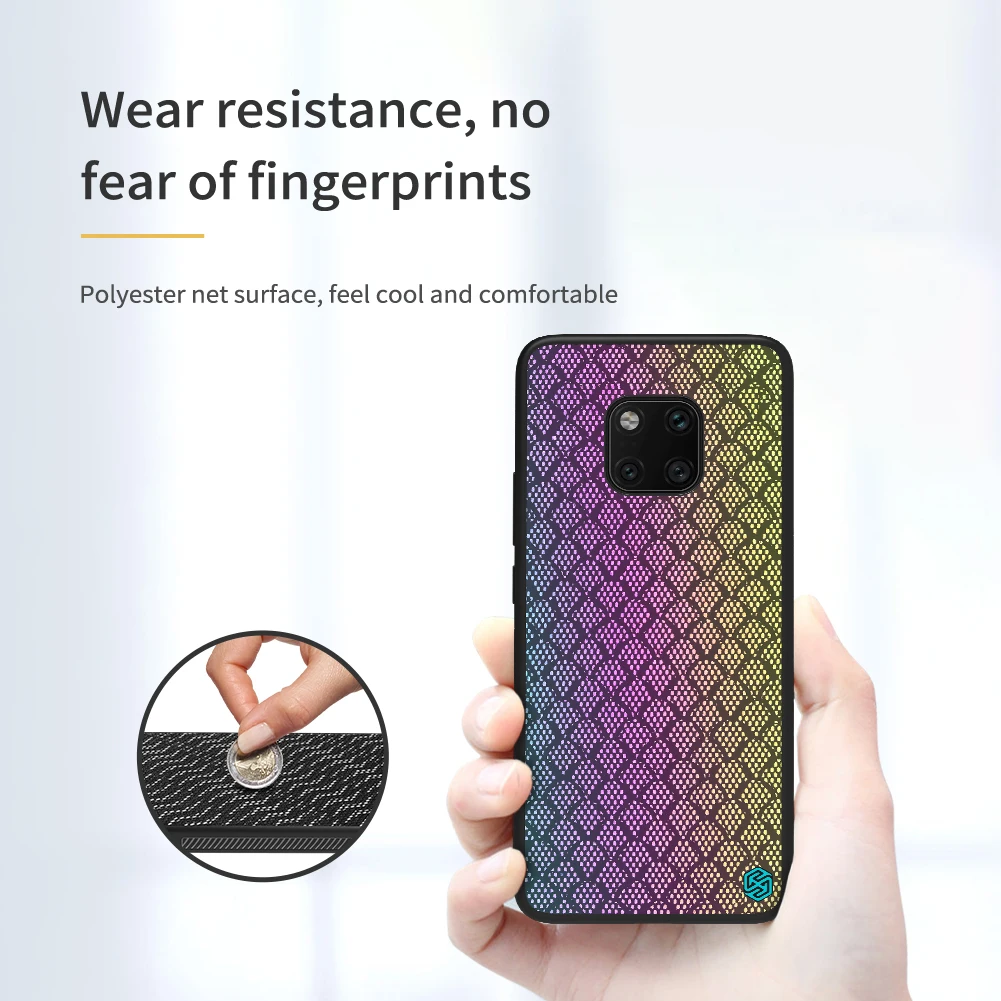 NILLKIN Case for Huawei Mate 20 Pro Woven Polyester Mesh Shell Colored Glitter Holographic Gradient Reflective Black Cover |
