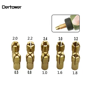 10 шт., Мини сверлильный патрон из латуни для вращающегося инструмента Dremel 0,5-3,2 мм, латунный патрон для инструментов Dremel, аксессуары DT6