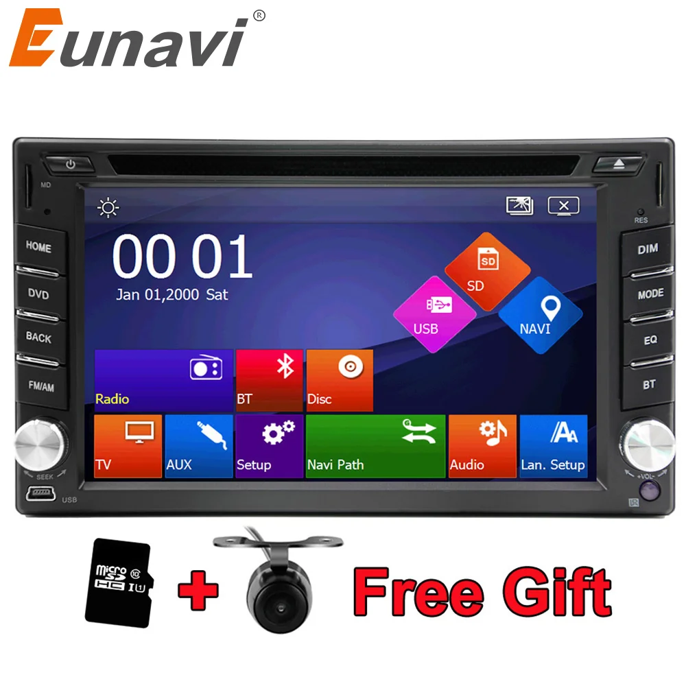 Eunavi 2 Din универсальный автомобильный Радио двойной 2Din dvd плеер gps навигация в тире
