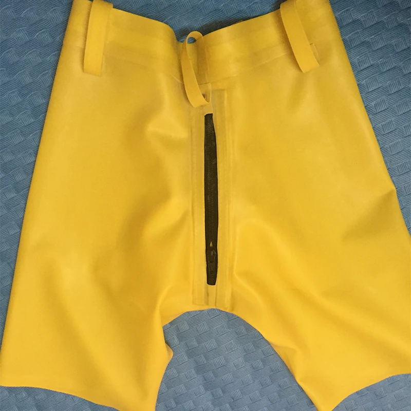 0 4 мм толщина желтая латексная Мужская Codpiece короткие штаны сексуальные латексные