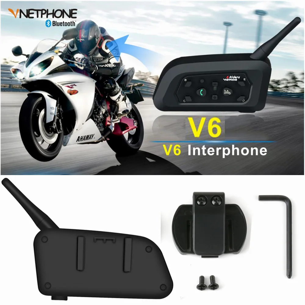 V6 Беспроводная bluetooth-гарнитура для шлема мотоциклетная интерком 6 мотоциклистов