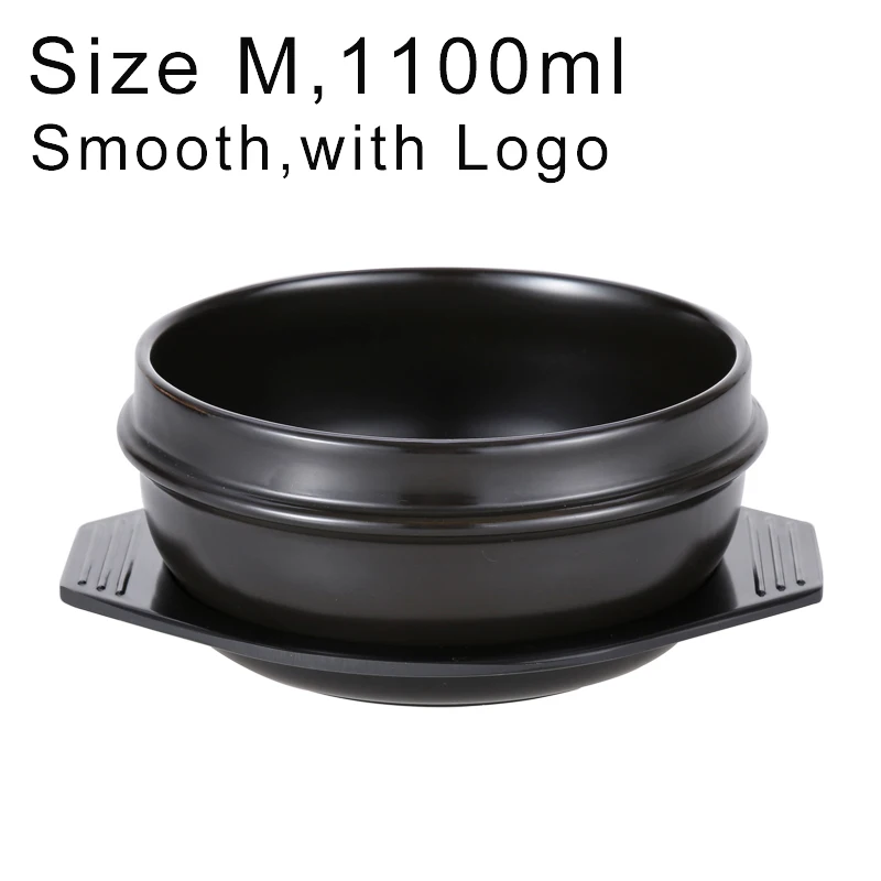 Smooth 1100ml Корейская кухня Dolsot каменная чаша для Bibimbap Jjiage керамические суповые пиалы для лапши рамен с лотком профессиональная упаковка керамическая чаша - Цвет: Smooth 1100ml