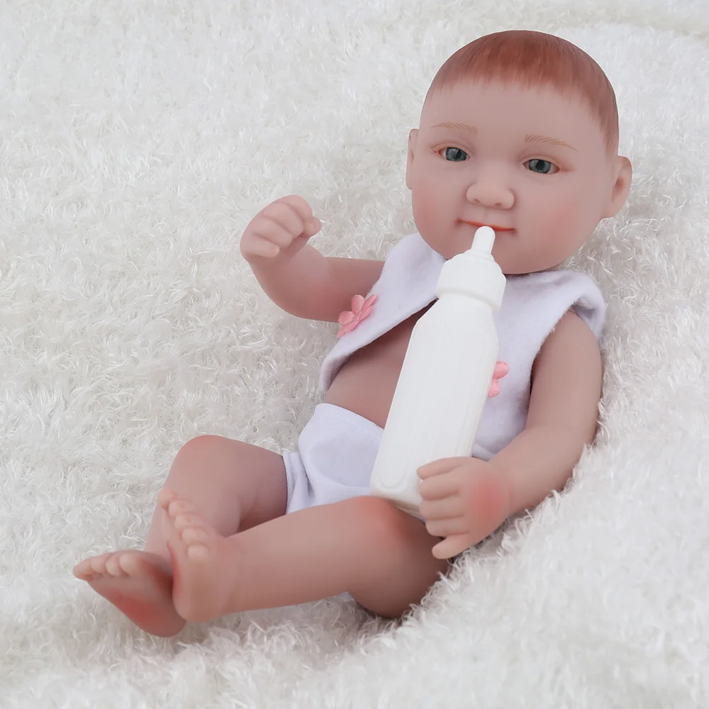 10 inch Mini Reborn Baby Doll Toys Kids Full Vinyl Bath Play Christmas Gift Promotion Lifelike Collection Girls NPKDOLL | Игрушки и