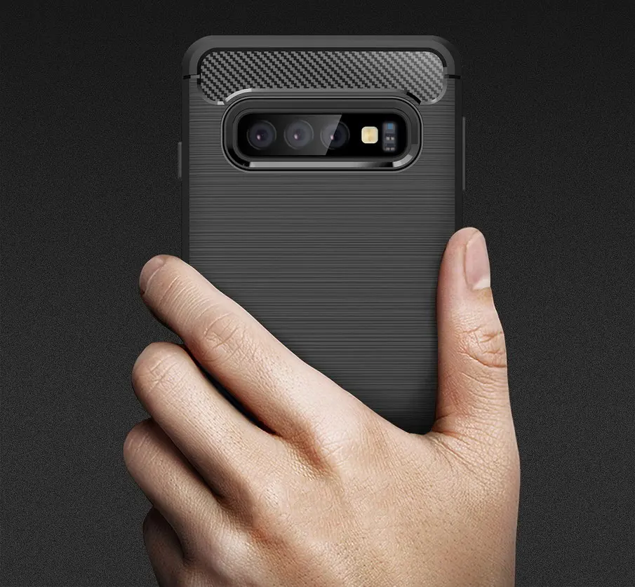 Luxury phone case For Samsung Galaxy S10 Soft Silicone Carbon Fiber Texture Back cover for samsung Plus + / E | Мобильные телефоны