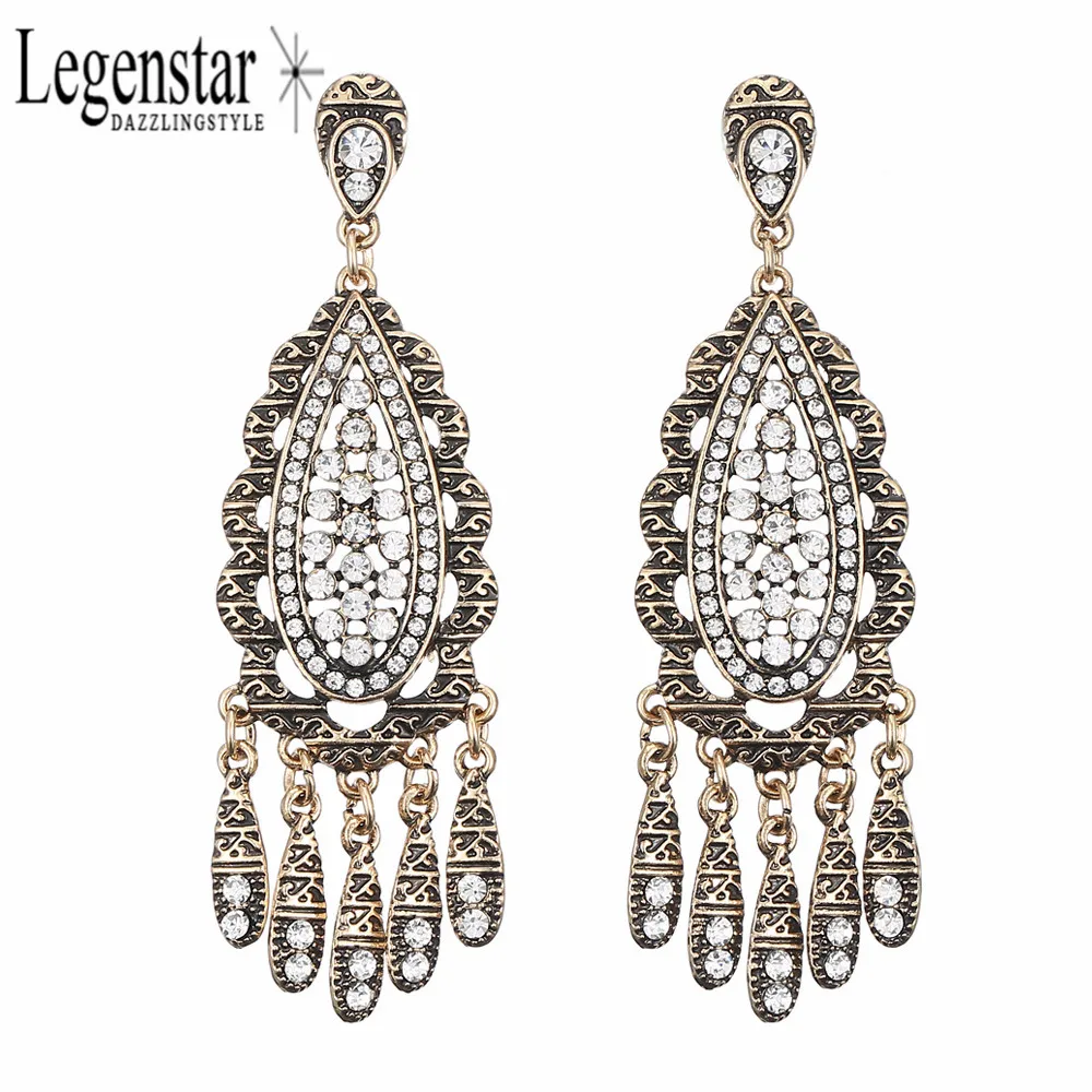 Retro earring for women Plated Bronze rhinestone charm earrings wedding tassel jewelry Boucles d'oreilles pendientes mujer 2019 |