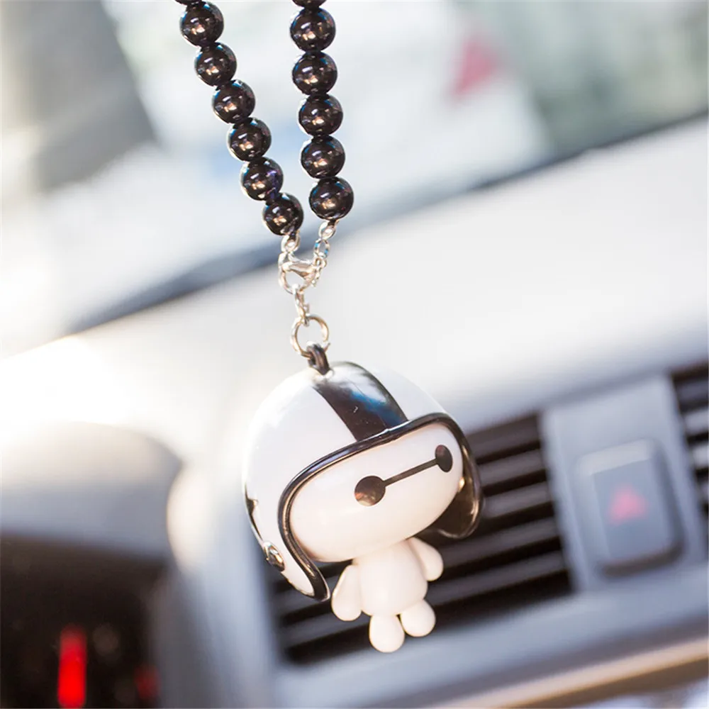 Автомобильный ювелирный кулон, милый шлем Baymax, мультяшная кукла, Автомобильные украшения, Автомобильное зеркало заднего вида, Висячие аксессуары для авто