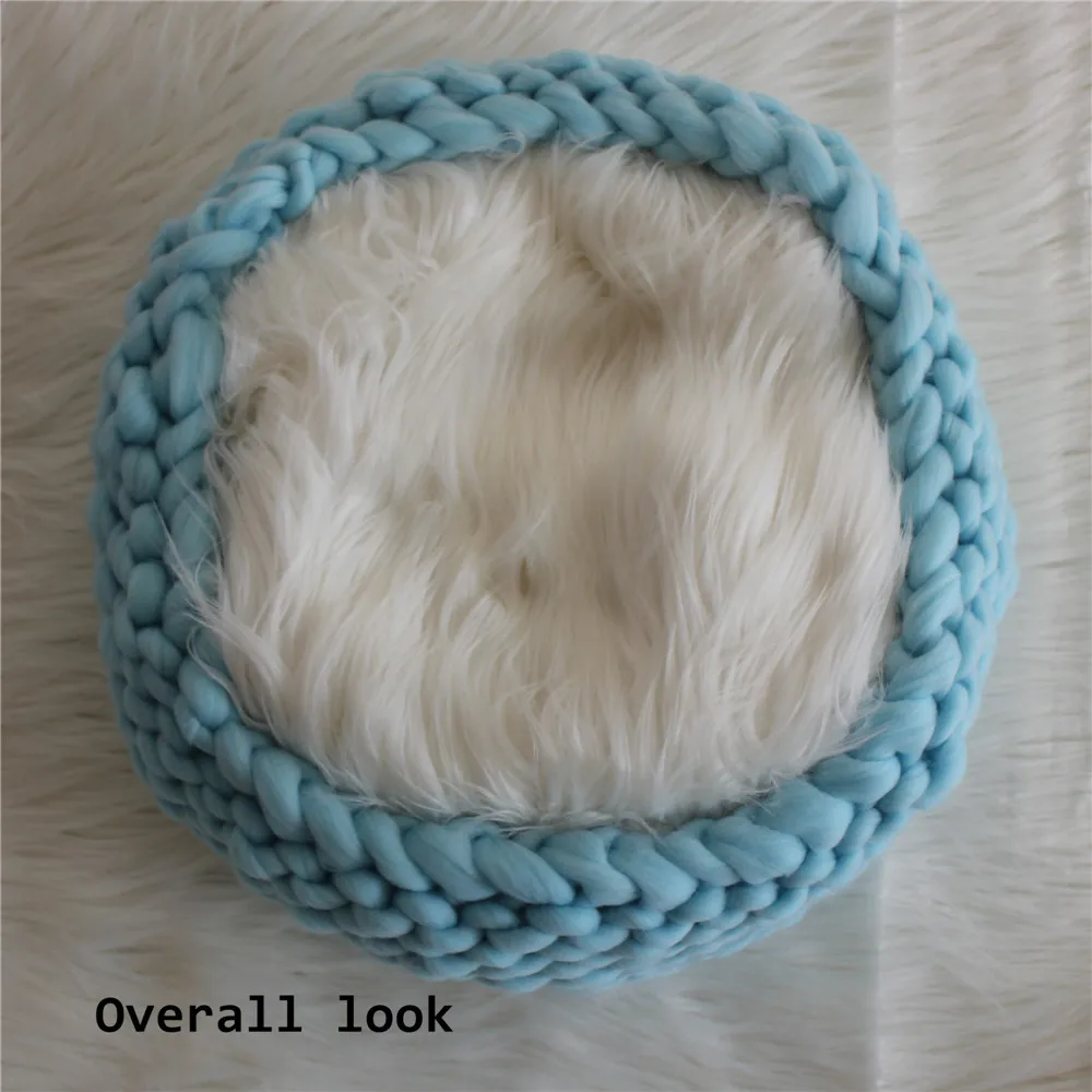 Newborn Posing Basket Knitted Thick Yarn Bowl Cocoon Baby Photo Prop | Мать и ребенок