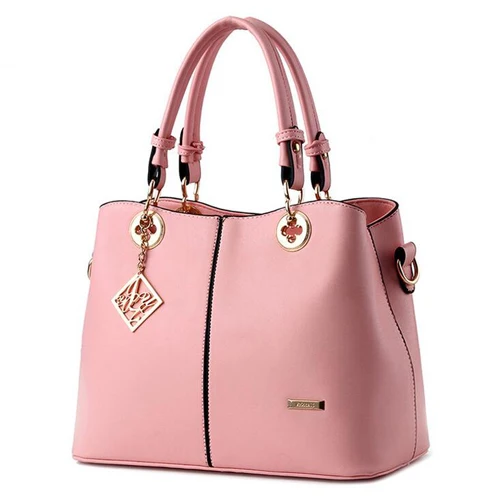 Pink Новая модная Офисная Женская однотонная сумка из искусственной кожи, Милая женская сумка через плечо - Цвет: Pink