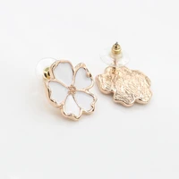 5 white leaf clover flower golden fashion stud earrings for women piercing jewelry
