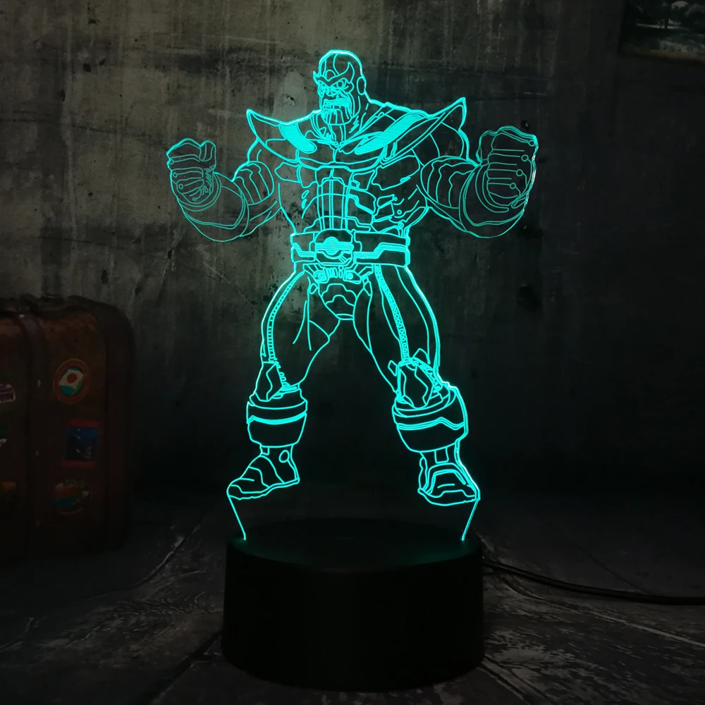 Marvel Мстители Большой злодей танос 3D светодиодный RGB 7 цветов меняющий Ночник