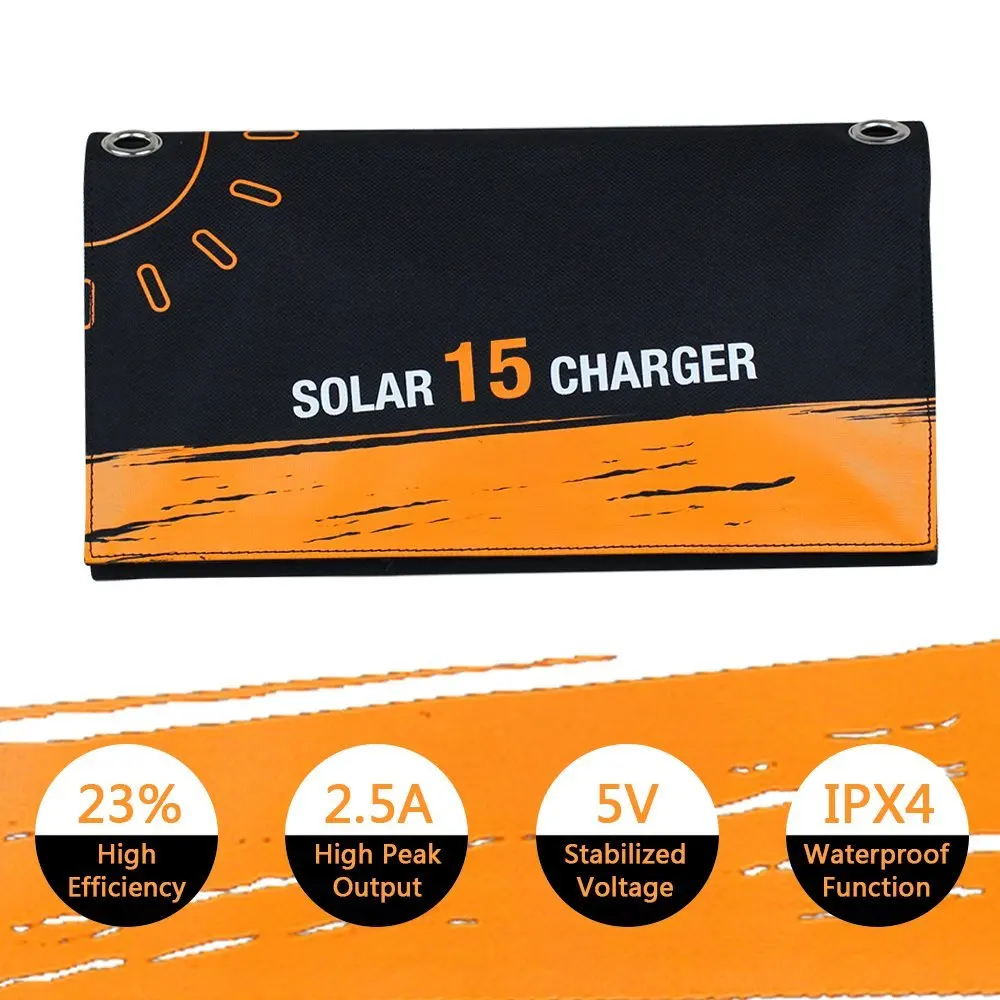 Fovigour 15 Вт портативное солнечное зарядное устройство водонепроницаемая