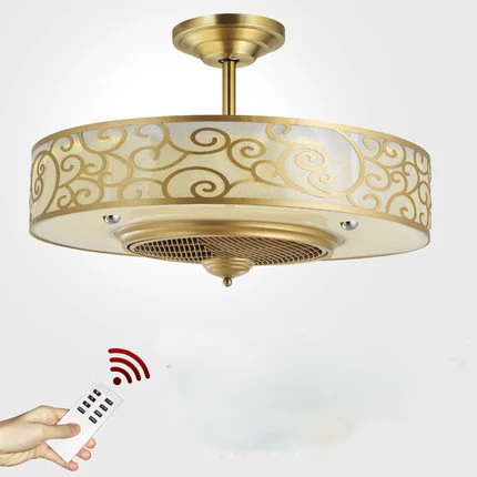 

2019 Ceiling Fans lamp LED Anion 65cm Copper Frequency conversion motor Traditional ceiling fan light dimmer Remote control