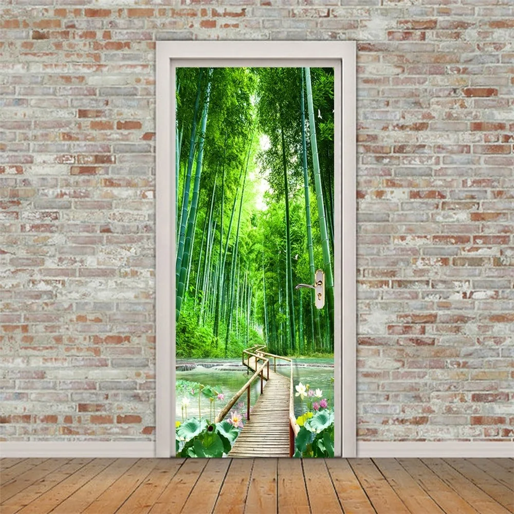 3D наклейки на двери калейдоскоп Средиземноморский стиль цвет черно-белая плитка