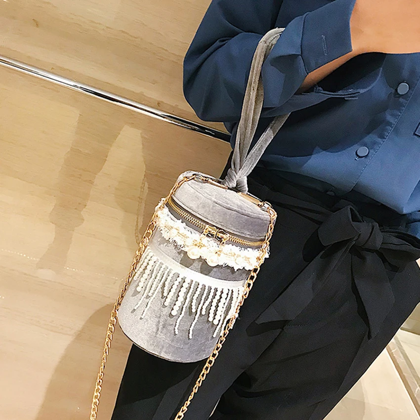 TOYOOSKY Женская сумочка из велюра модная сумка ведро в форме бочонка женская на