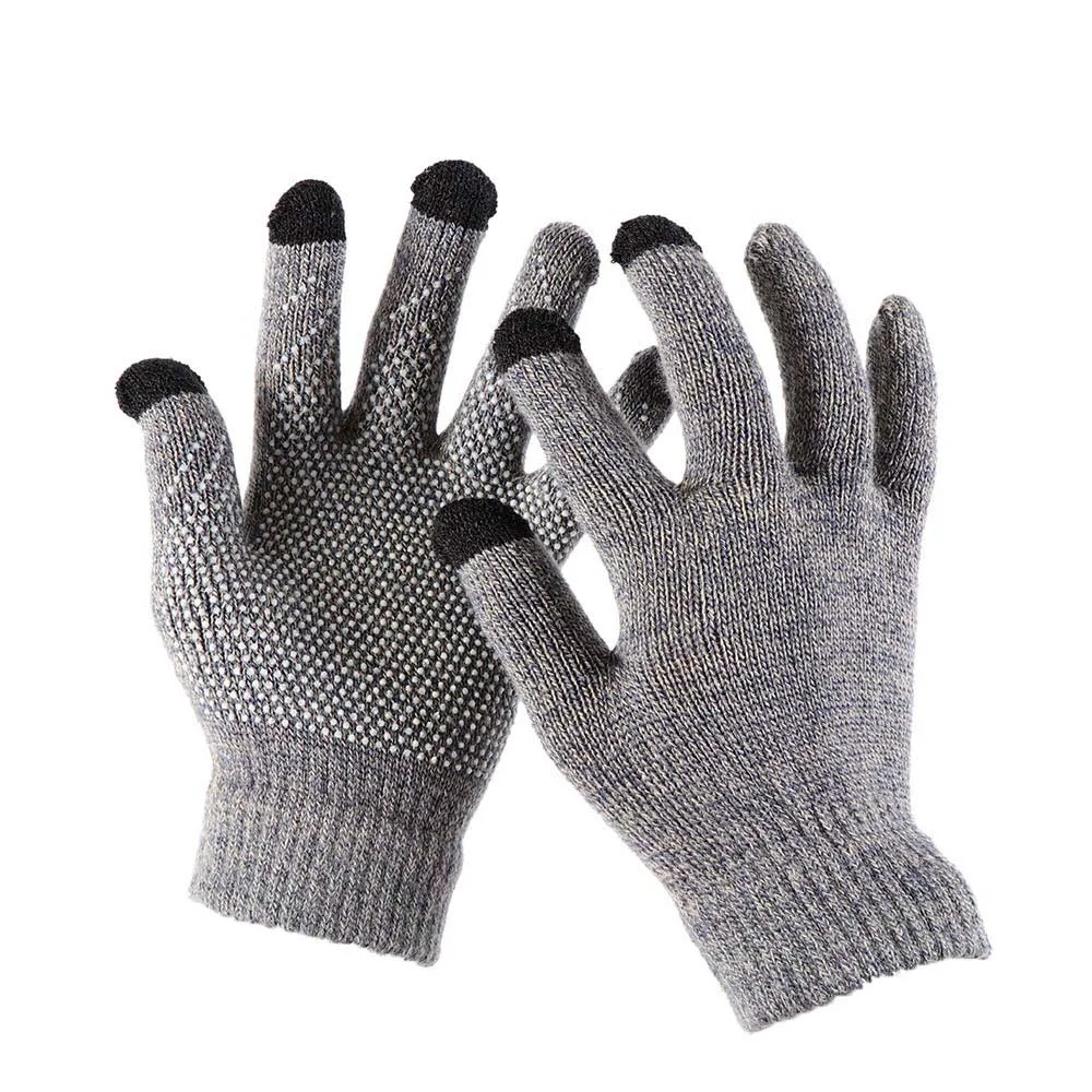 Type1darkgray Кашемировые перчатки на полный палец, шерстяные вязаные модные теплые перчатки для женщин и мужчин, тянущиеся Нескользящие жаккардовые перчатки, зимние подарки - Цвет: Type1darkgray