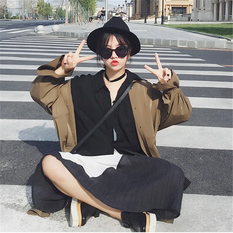 2018 spring dress new temperament loose hem splice Sling long knee Женская одежда