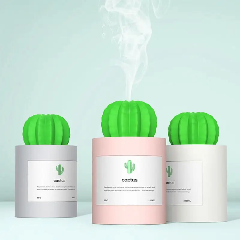 280ML Portable USB Cactus Air Humidifier Ultrasonic Humidifier Air Nebulizer Aromatherapy Bulk Household Car Aroma Nebulizer