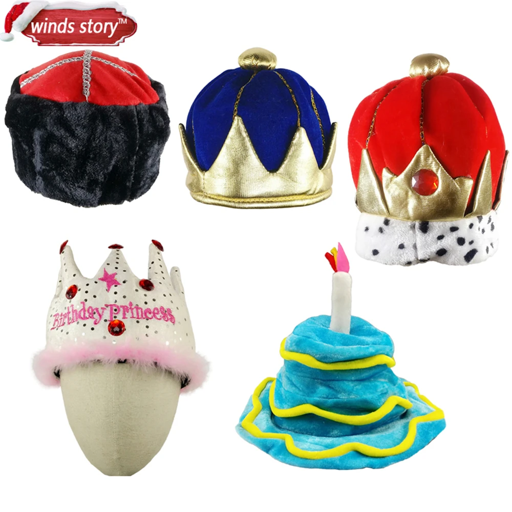 Gorro decorativo de felpa para niños, disfraz de rey, corona, vestido real, Reyes, fiesta de Halloween, cumpleaños, Carnaval, 1 ud.