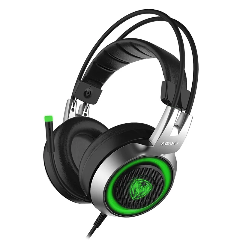 SOMIC G951 вибрации для наушников USB светодиодный Проводные игровые наушники