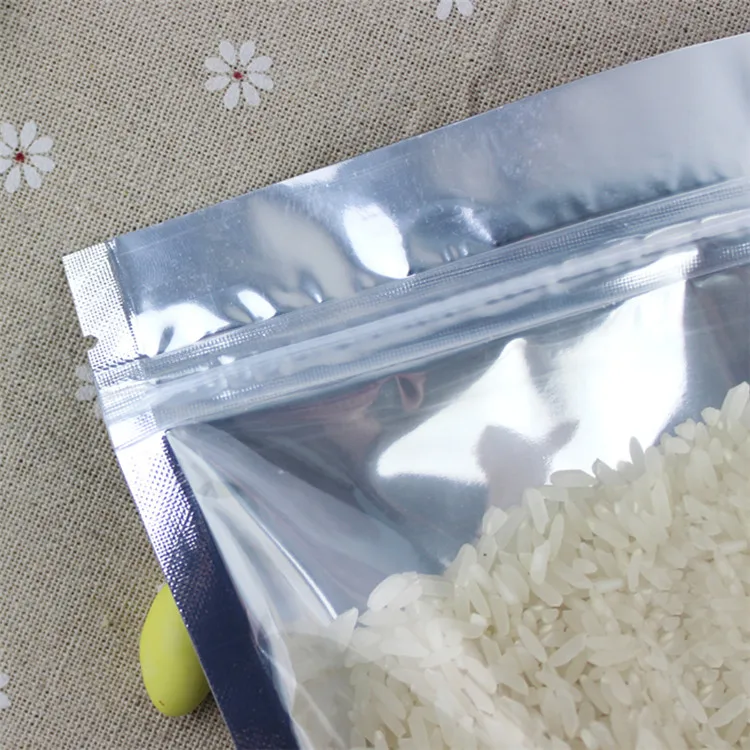 21*35+5cm Stand Up Translucent Aluminium Ziplock Bag Reclosable Zipper Close Foil Plastic Pouches with Front Clear Bags | Дом и сад