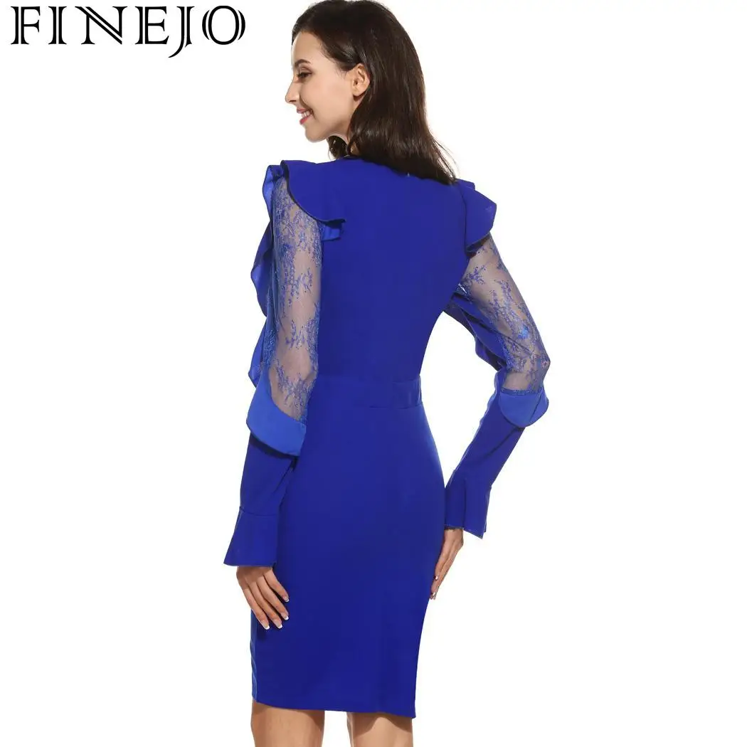 FINEJO Vestidos женское осеннее элегантное вечернее платье с длинным Расклешенным