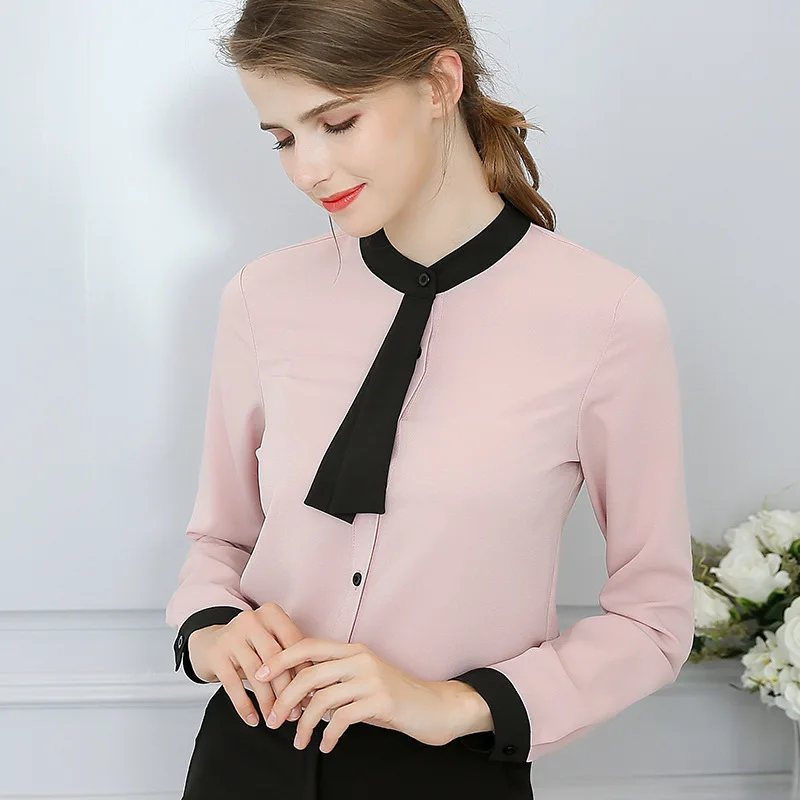 Рубашка женская шифоновая с длинным рукавом 399rx|chemise femme|office shirt womenchiffon |