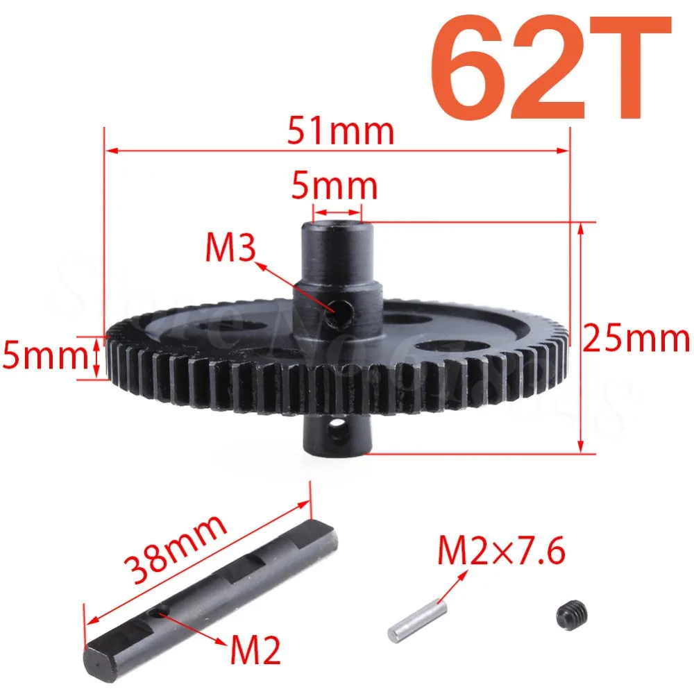 Металлическая шестерня с редуктором 62T для WLtoys 0015 12428 12423 1/12 Радиоуправляемая