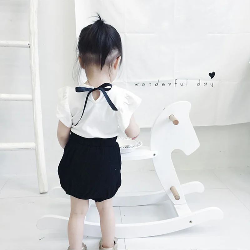Toddler Girl Summer Causal T Shirt Ruffle T-shirt For Girls Lovely Baby Pink/White/Gray/Striped Basic Tees Quality Tops