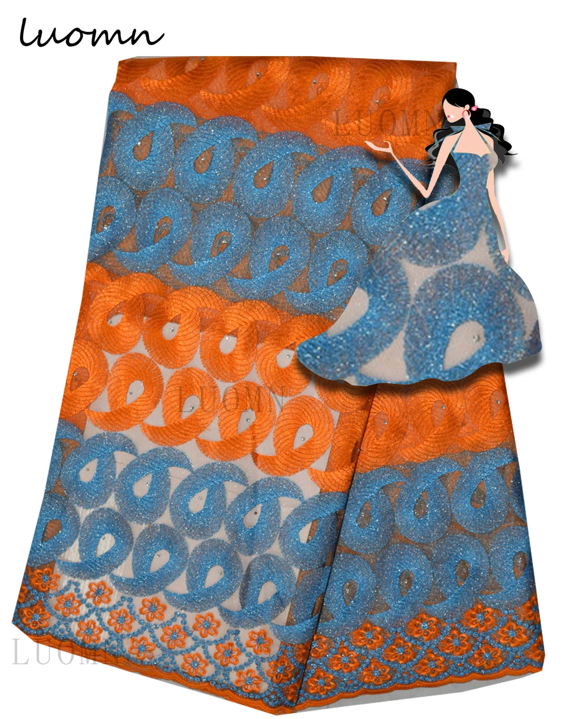 Роскошные типа Нигерии чистая платье Материал водорастворимым Французский Тюль