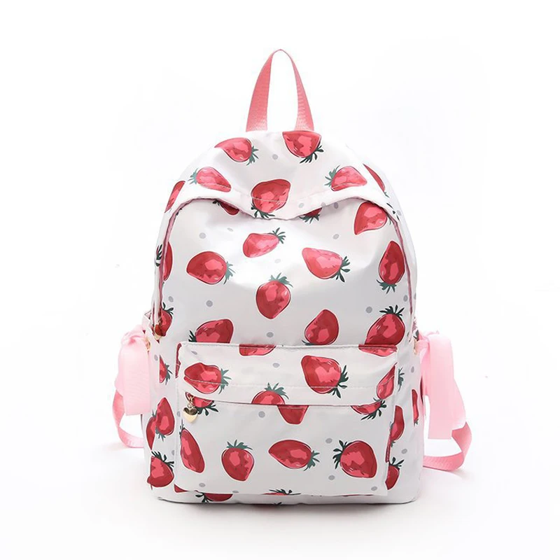 

5PCS / LOT Strawberry Printing Backpack for Teenage Girls Small School Bag Kawaii Backpack Rucksack sac a dos