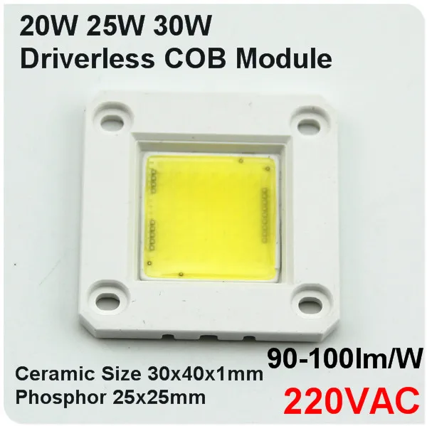

Free Shipping 2pcs/lot 30W High Power Led Chips 220Vac Led Module 30W