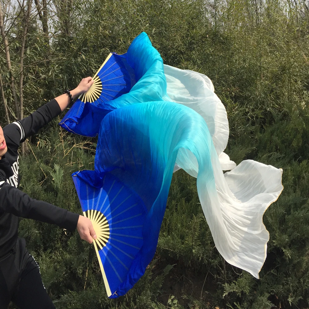 Веер вуаль из 100% натурального шелка для танца живота или выступления на сцене 3