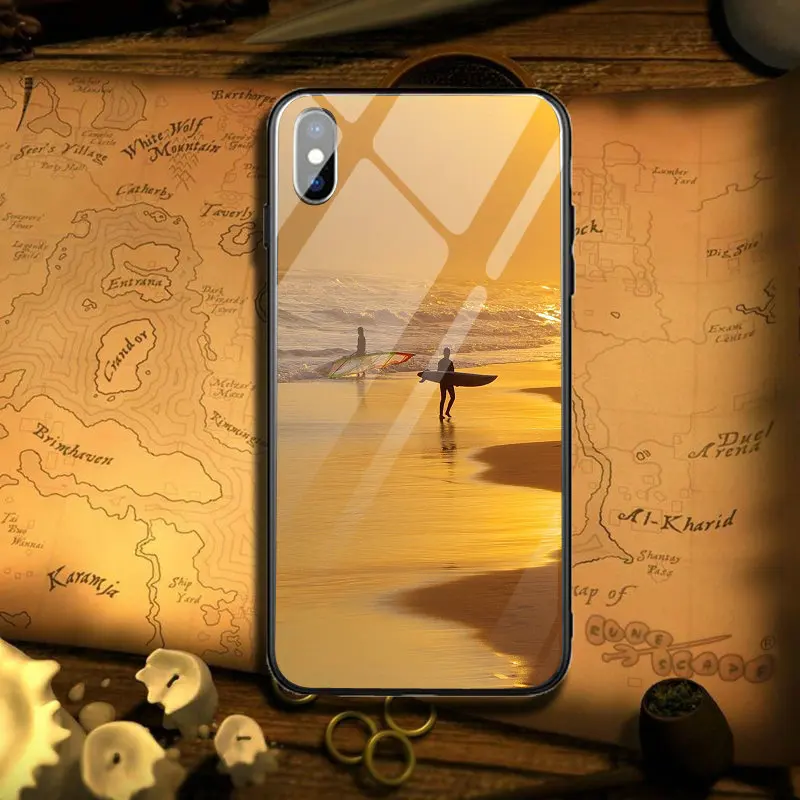 Love Surfing Sports For iPhone 5 5S SE 7 6S 6 8 Plus X XR XS Max Coque Fundas Shell Tempered Glass Mobile Phone Case Cover | Мобильные