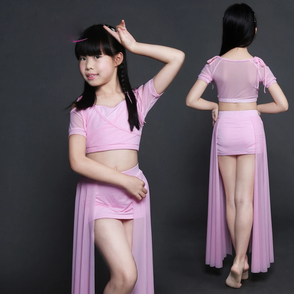 Детская одежда для танца живота топ с короткими рукавами + юбка детский