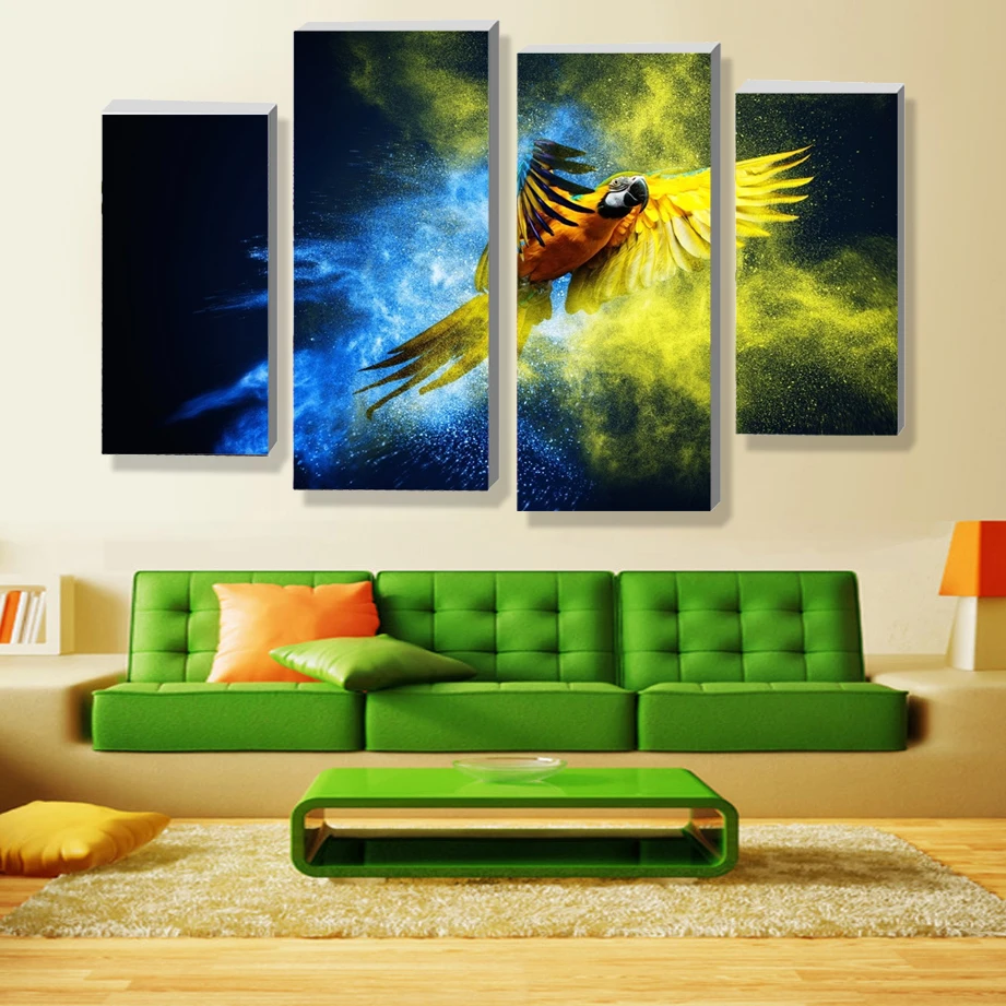 4 Панель наборы Красивый водопад пейзажная живопись цветы современные картины на