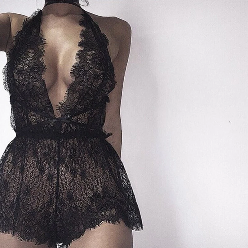 Женское сексуальное нижнее белье кружевная Babydoll сорочка с глубоким v образным