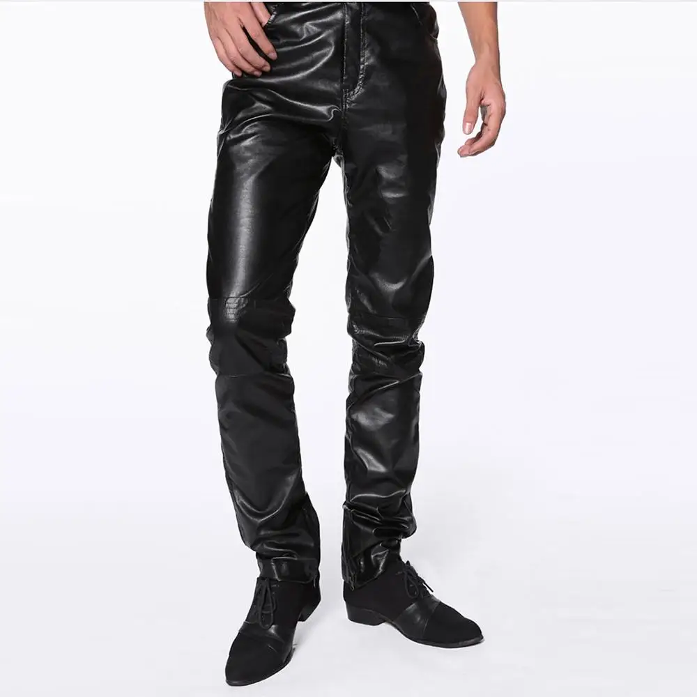 New Sale Mens Leather Pants Faux Pu Material Black Motorcycle Skinny Plus Size S-XXL | Автомобили и мотоциклы
